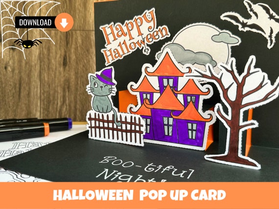 Happy Halloween Pop-Up-Karte Mit Zwergen-Hexen-Motiv - 15,2x20,3 Cm - 3D-Effekt, Handgefertigt