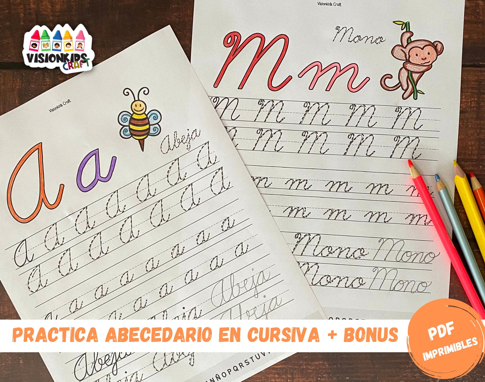Cursive Handwriting Spanish Worksheets for Kidsbonustracing Etsy
