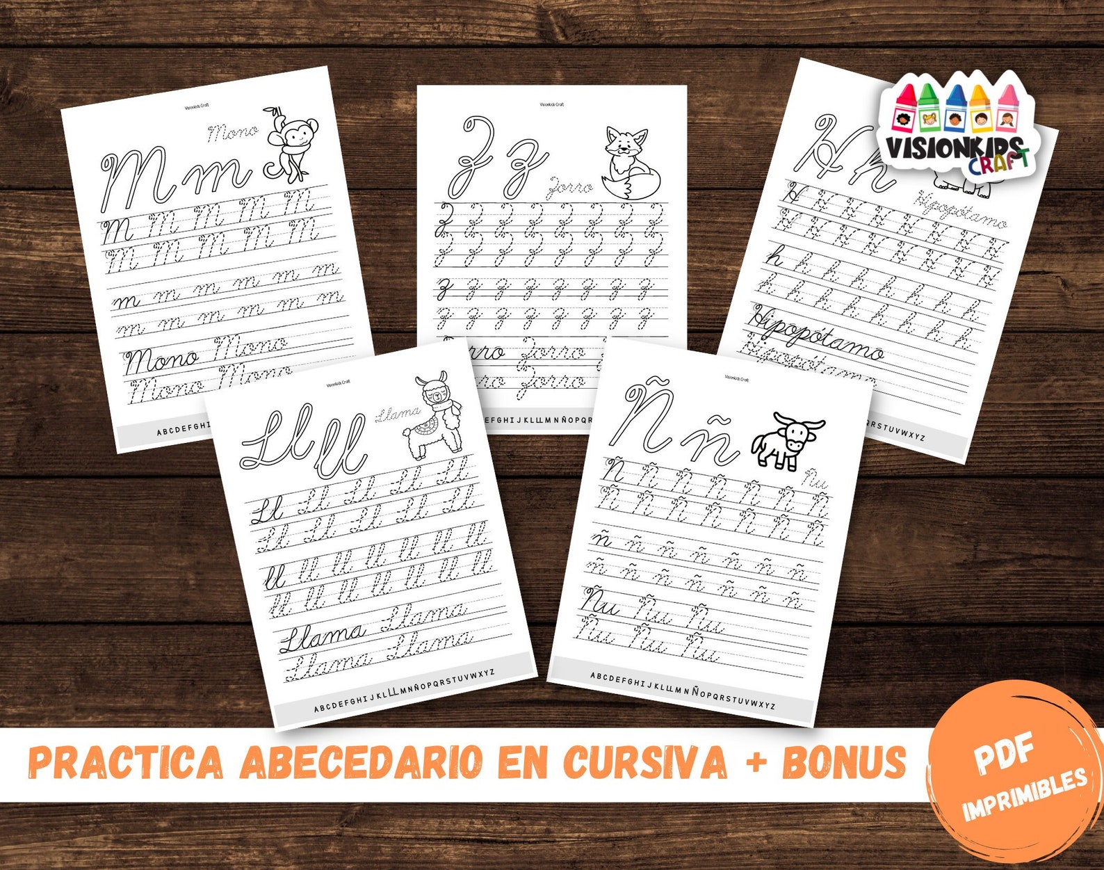 Cursive Handwriting Spanish Worksheets for Kidsbonustracing Etsy