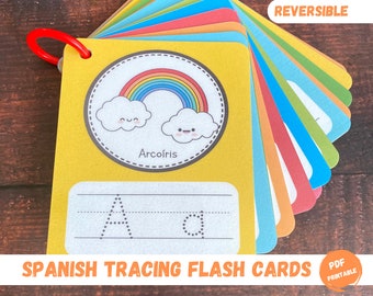 28 Spanish alphabet tracing flash cards, handwriting practice, learning tool, traceable alphabet activities,Preschool activity, ABC writing