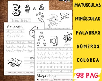 Spanish Alphabet Handwriting Practice, Numbers, Words, Coloring Pages (Printable PDF)