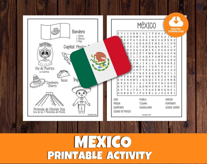 Mexico Activity Printables for Kids, Cultural Around the World Learning ...