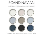 Sherwin Williams Scandinavian Paint Color Palette: Whole House Interior Scheme - Blue, Black and Neutrals.
