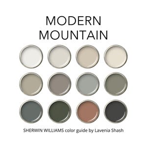 Modern Mountain Color Palette: Sherwin Williams Whole House Interior Paint Guide - Organic Earth Tones.