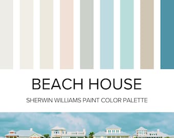 Sherwin Williams Beach House Color Palette: Whole House Interior Paint Scheme - SW Sea Salt - Coastal Farmhouse.