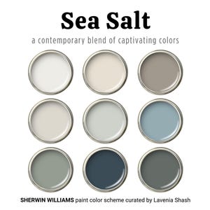 Sea Salt Color Palette: Sherwin Williams Whole House Interior Paint Scheme - Calm Coastal Farmhouse, Beach House, Cottage - Home Color Guide