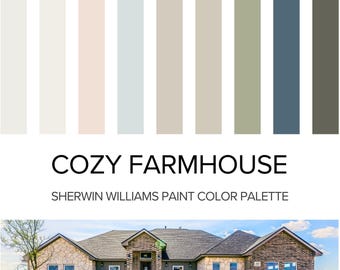 Cozy Farmhouse Color Palette: Sherwin Williams Paint Palette for Coastal Farmhouse, Beach House, and Cottage - Whole Home Interior Scheme.
