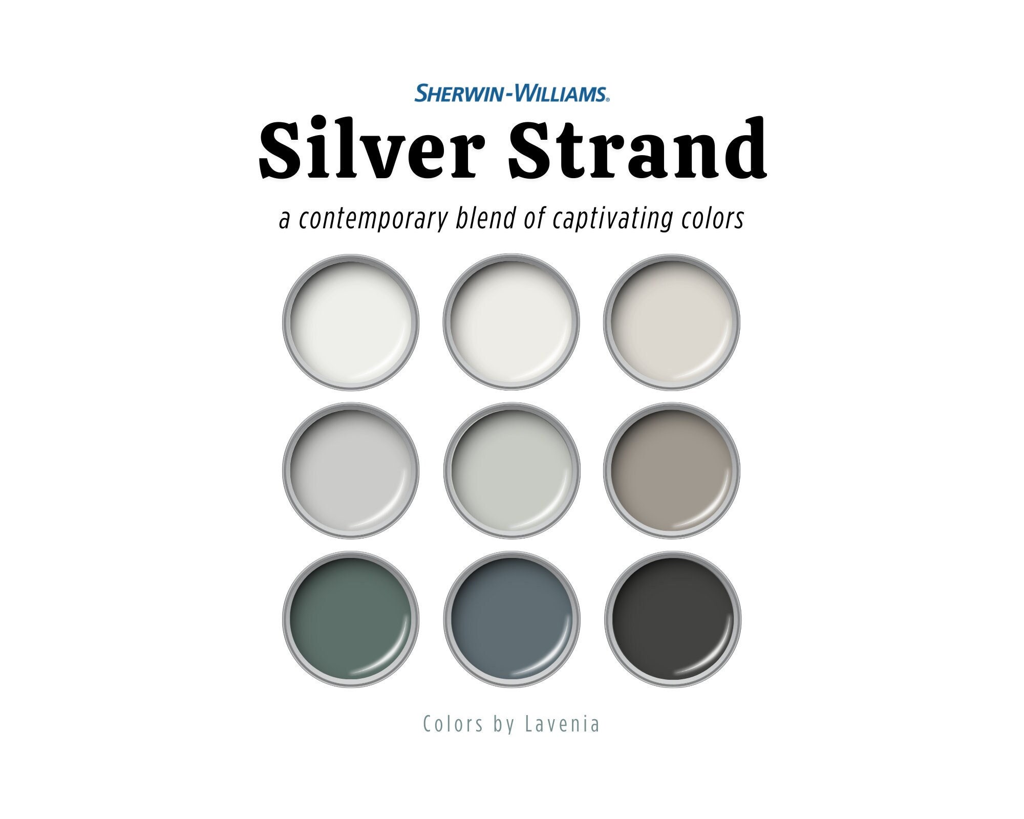 Silver Strand Sherwin Williams Color Palette Whole House Paint Palette Modern or Coastal Farmhouse Wall Paint Colors Home Interior Design Etsy UK