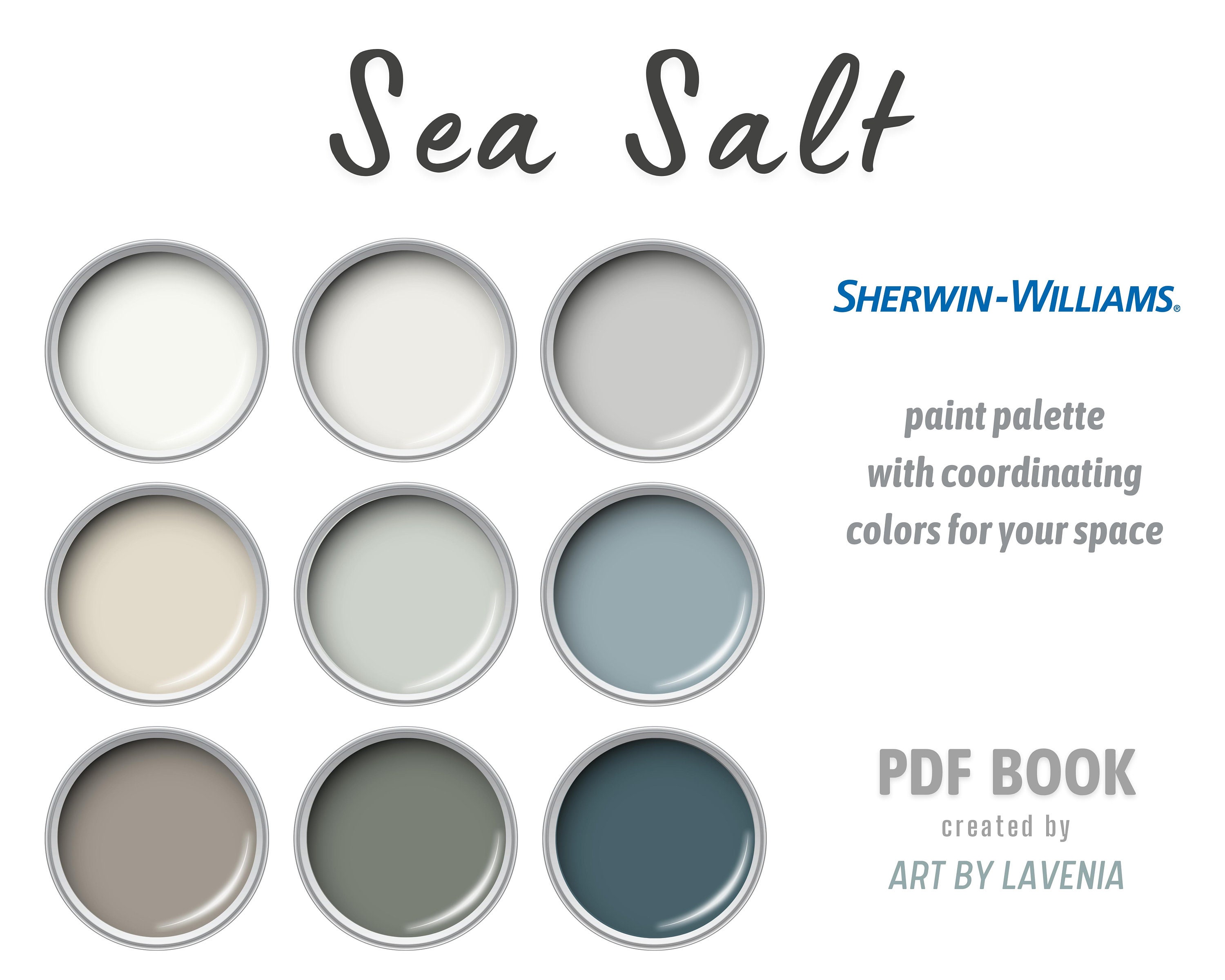 Sea Salt Sherwin Williams Paint Color Palette Coastal Etsy Canada