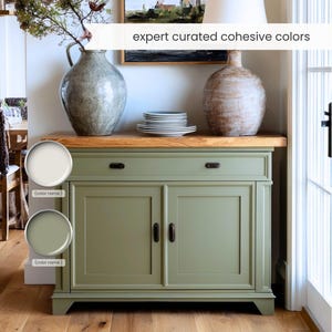 A Mid-Century Modern and Eclectic color palette with Sherwin Williams paint colors. Includes coordinating and accent colors with whites, brown, red, blues, greens and neutrals. Curated by Colors by Lavenia on Etsy.