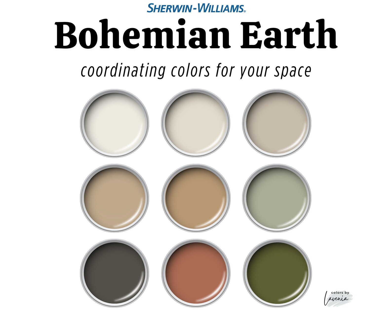 Sherwin Williams Boho Paint Color Palette Bohemian Earth - Etsy Canada