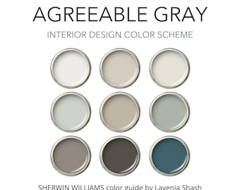 Agreeable Gray Sherwin Williams: Whole House Interior Paint Color Palette - Neutral Greige - Modern Home.