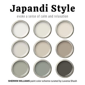 Japandi Whole House Paint Palette | Sherwin Williams Interior Color Scheme | Designer Curated | Modern Minimalist Home | Trendy Earth Tones.
