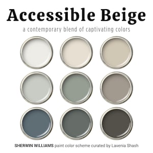 Accessible Beige Color Palette: Sherwin Williams Warm Neutral Paint Colors for Home, Whole House Interior Scheme, Modern Paint Color Palette