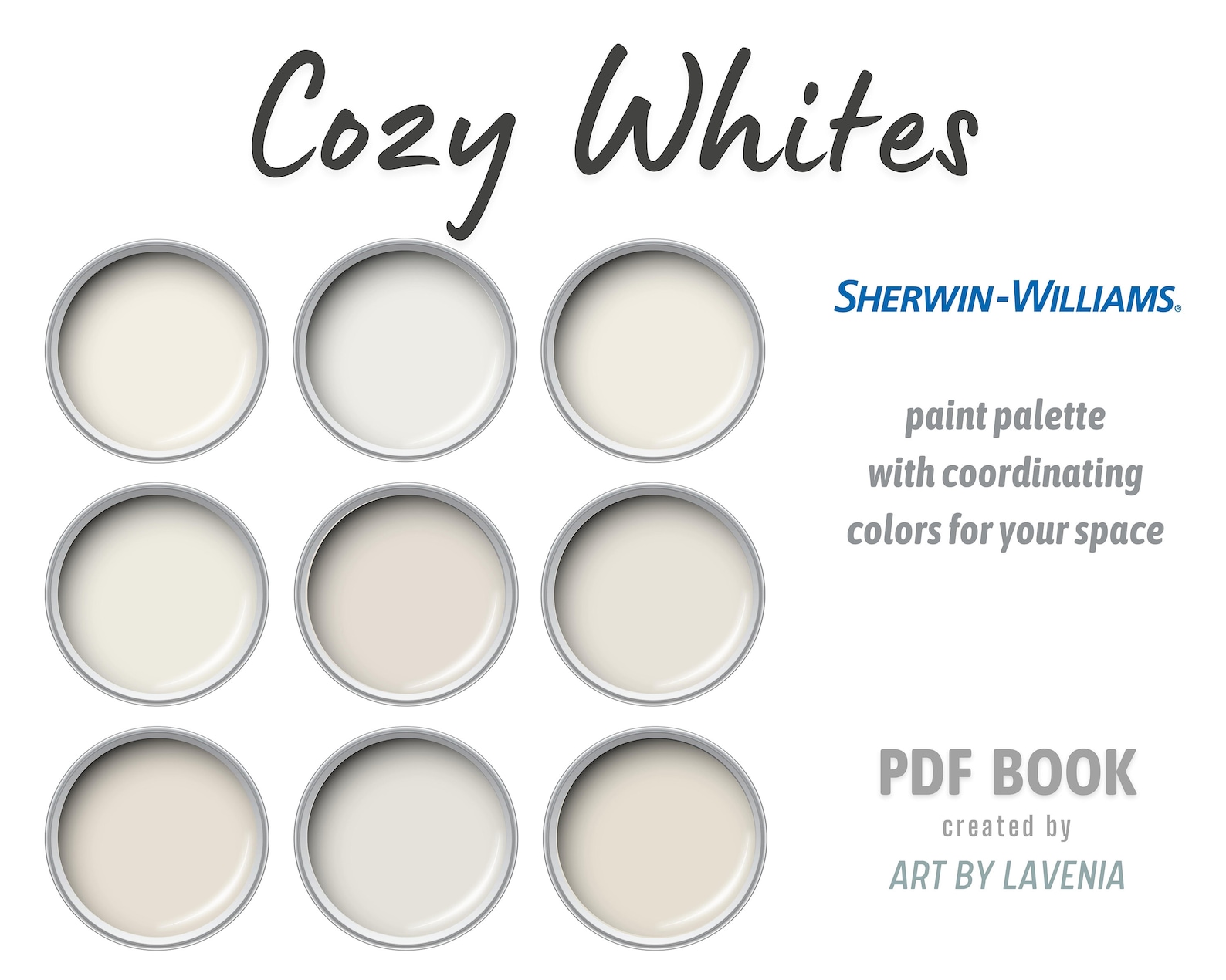 Sherwin Williams White Paint Color Palette Modern or Coastal Etsy