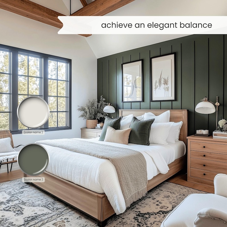 A Mid-Century Modern and Eclectic color palette with Sherwin Williams paint colors. Includes coordinating and accent colors with whites, brown, red, blues, greens and neutrals. Curated by Colors by Lavenia on Etsy.