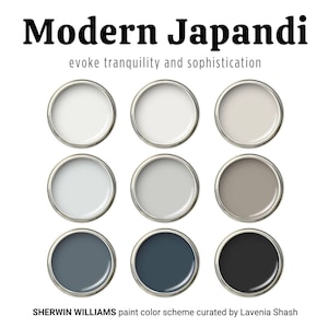 Japandi Color Palette: Sherwin Williams Modern Paint Colors - Scandinavian and Japanese, Neutral Paint Color Scheme for Whole House Interior