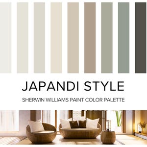 Japandi Color Palette: Sherwin Williams Home Interior Paint Guide - Warm, Earthy, Organic Neutral Style.
