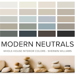 Modern Neutral Color Palette: Sherwin Williams Warm And Cozy Home Paint Scheme For Whole House Interior - Modern Farmhouse, Scandinavian.