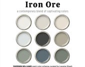 Iron Ore Color Palette: Sherwin Williams Paint Colors For Home - Whole House Interior Neutral Scheme - Black Cabinets, Doors and Accent Wall