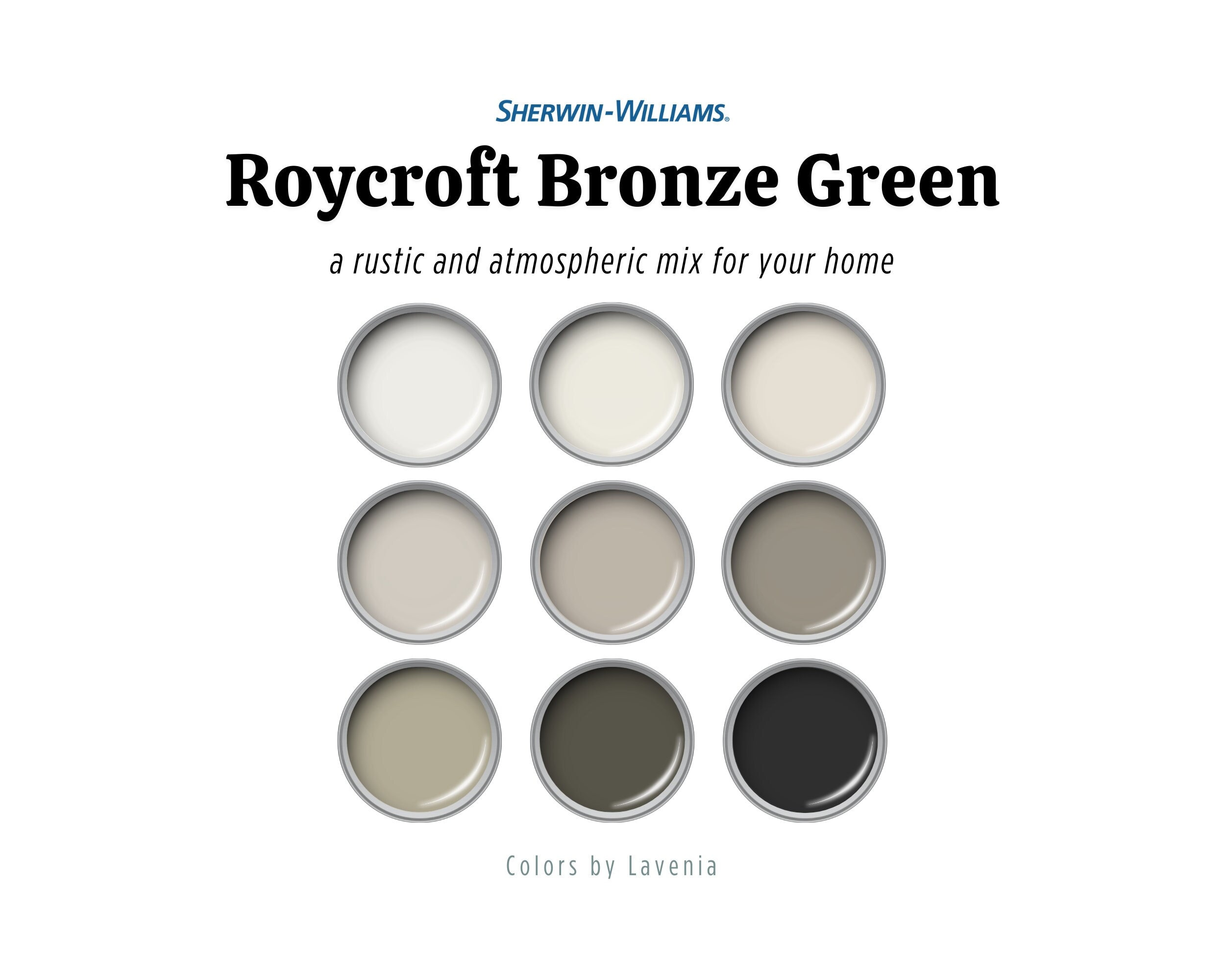 Roycroft Bronze Green Sherwin Williams Color Palette, 2024 Paint Colors
