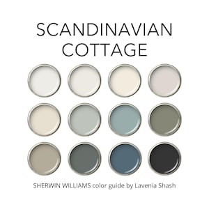Scandinavian Cottage Color Palette: Sherwin Williams Whole House Interior Paint Scheme - Nordic, Modern Farmhouse.