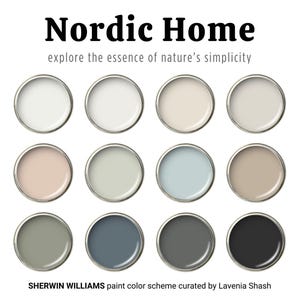 Nordic Scandinavian Color Palette: Sherwin Williams Paint Palette for Modern, Minimalist or Scandi Farmhouse - Whole Home Interior Scheme.