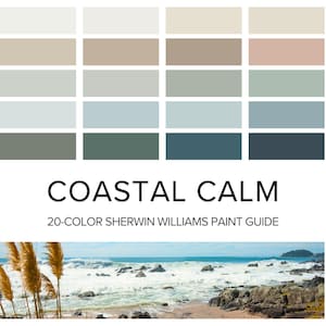 Sherwin Williams Coastal Paint Palette: Calm Home Interior Colors for Beach House - Digital Download