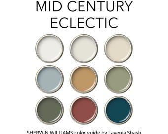 Mid Century Modern Eclectic Paint Color Palette: Sherwin Williams Whole House Interior Scheme -  Maximalist.