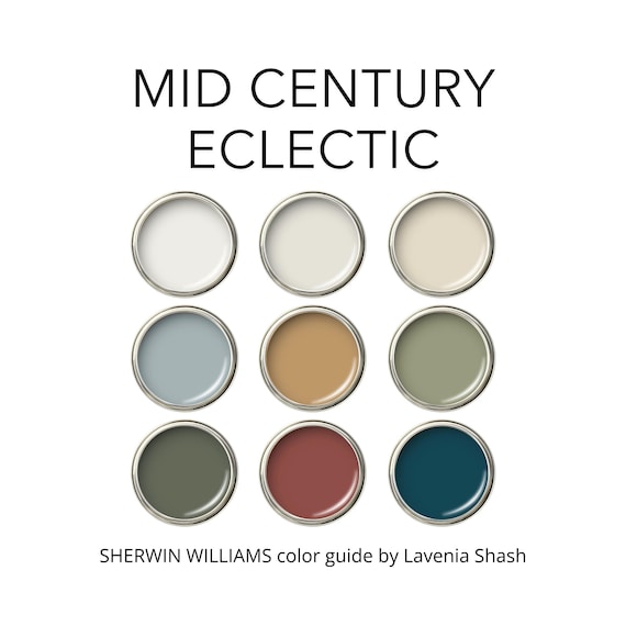 Mid Century Modern Eclectic Paint Color Palette: Sherwin Williams Whole House Interior Scheme -  Maximalist.