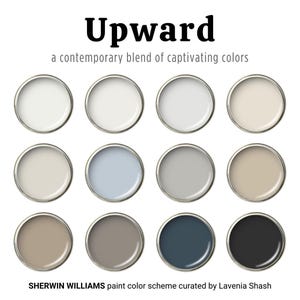 Upward Sherwin Williams color palette, paint palette, home color palette, paint colors, living room paint, modern farmhouse, coastal cottage