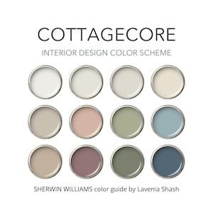 Cottagecore Color Palette: Sherwin Williams Whole House Interior Paint Scheme - French Country, English Cottage, Farmhouse Interior Design.