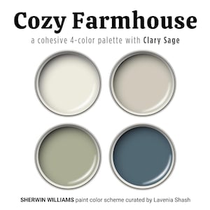 Sherwin Williams farmhouse color palette with Clary Sage, cozy and calm coastal farmhouse, modern farmhouse home, whole house paint scheme