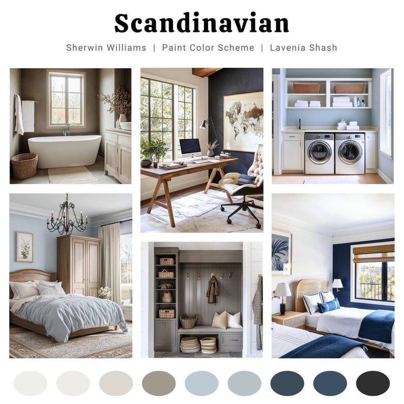 Image showcasing Sherwin Williams Scandinavian Paint Color Palette: Whole House Interior ...