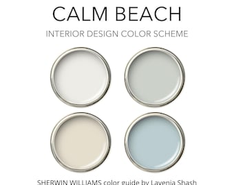 Sherwin Williams Beach House Color Palette with Sea Salt, Paint Palette for Calm Coastal Farmhouse, Interior and Exterior, Whole House Guide