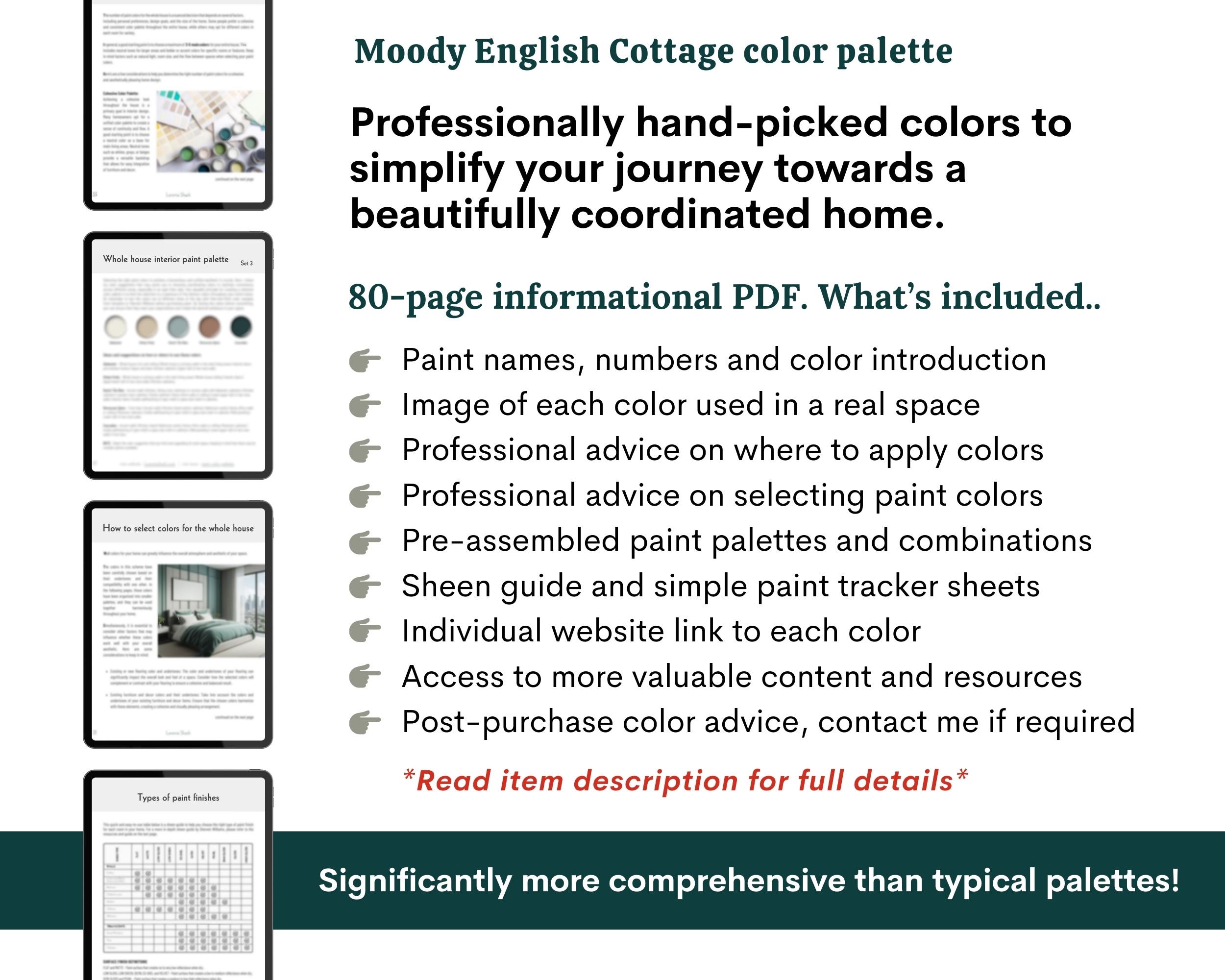 English Cottage Color Palette: Sherwin Williams Moody Paint Scheme for ...