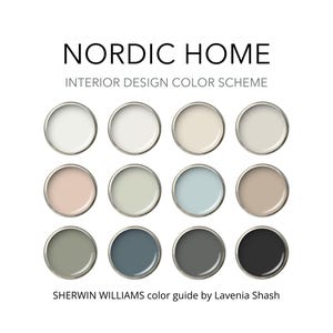 Nordic Scandinavian Color Palette: Sherwin Williams Home Interior Paint Palette - Modern, Cottage,  Farmhouse.