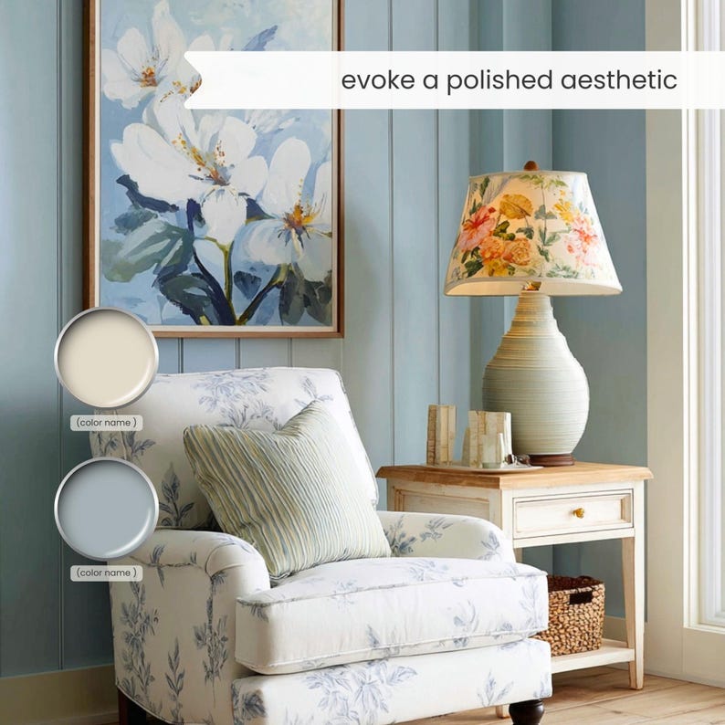 A Mid-Century Modern and Eclectic color palette with Sherwin Williams paint colors. Includes coordinating and accent colors with whites, brown, red, blues, greens and neutrals. Curated by Colors by Lavenia on Etsy.