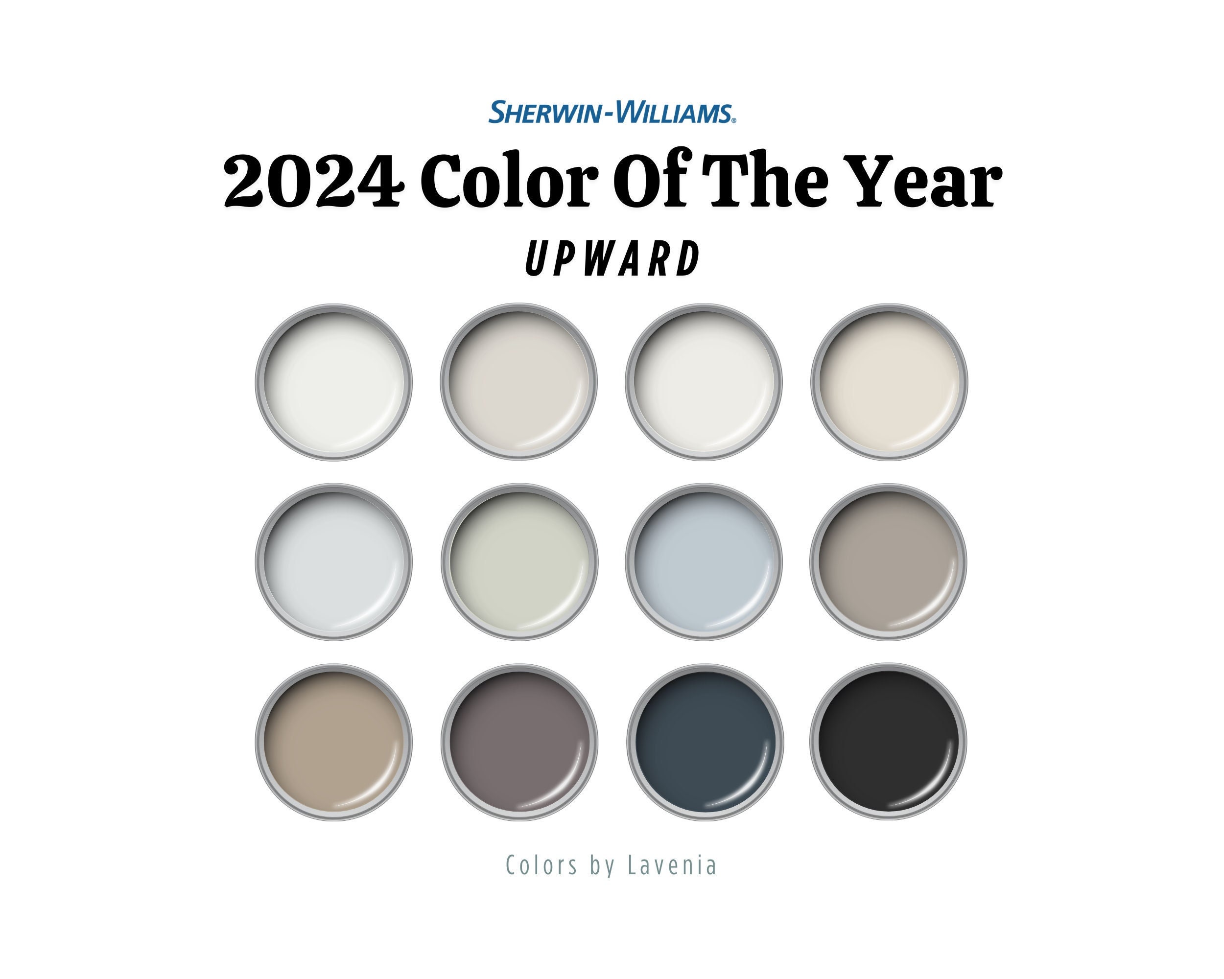 2024 Color of the Year, Sherwin Williams Upward Color Palette, Whole House Interior Paint Scheme
