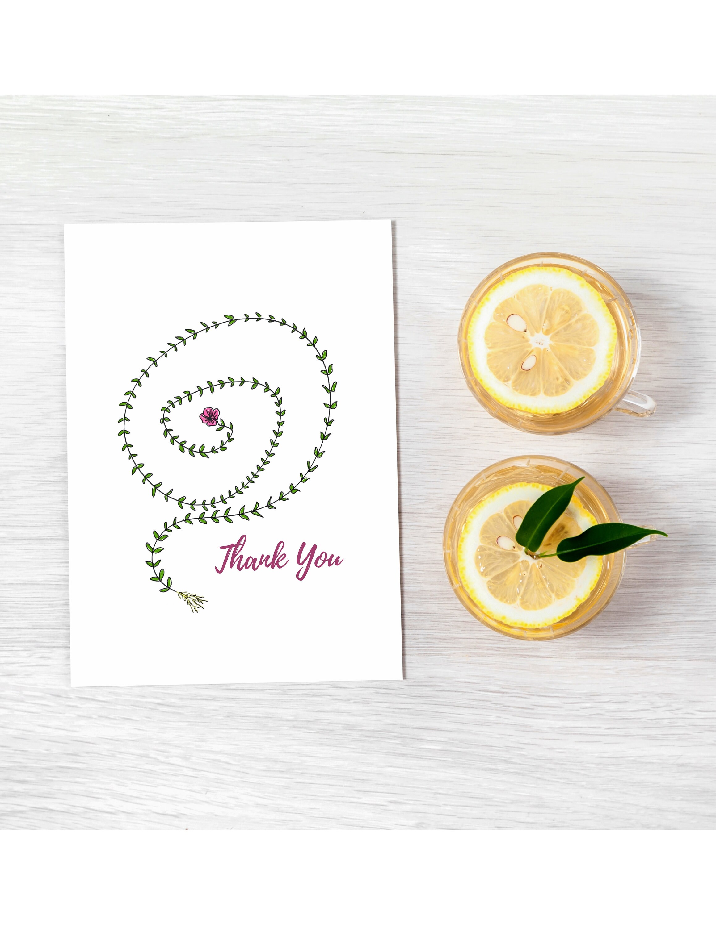 Thank You Card Floral Card Pink Flower Printable Card Etsy