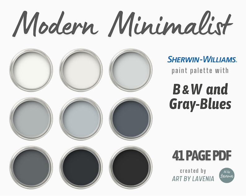 Sherwin Williams Modern Minimalist Paint Color Palette Etsy
