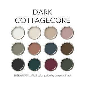 Dark Cottagecore Color Palette: Sherwin Williams Whole House Interior Moody Eclectic Home Paint Scheme.