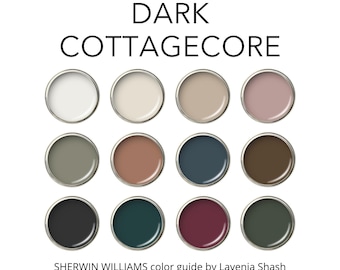Dark Cottagecore Color Palette: Sherwin Williams Whole House Interior Moody Eclectic Home Paint Scheme.