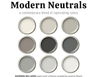 Sherwin Williams Modern Neutrals: Home Paint Color Palette With Iron Ore - Whole House Interior Paint Scheme - Timeless Cool and Warm Tones.