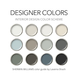 Modern Neutrals Designer Color Palette: Sherwin Williams Whole House Interior Paint - Farmhouse, Scandinavian, Cottage.