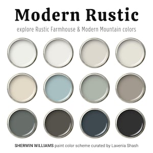 Modern Rustic Color Palette: Sherwin Williams Whole House Interior Paint Scheme for Rustic Farmhouse or Modern Mountain - Organic Neutrals.
