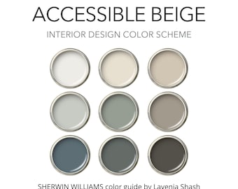Accessible Beige Color Palette: Sherwin Williams Warm Neutral Paint Colors for Home, Whole House Interior Scheme, Modern Paint Color Palette