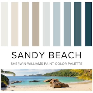 Sandy Beach House Color Palette: Sherwin Williams Calm Coastal Paint Scheme For Whole House Interior - Farmhouse, Cottage - Home Color Guide