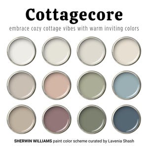 Cottagecore Color Palette: Sherwin Williams Whole House Interior Paint Scheme - French Country, English Cottage, Farmhouse Interior Design.