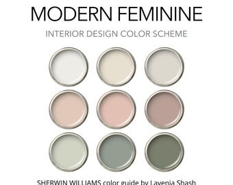 Sherwin Williams Interior Paint Color Palette: Sage Green, Blush Pink And Mauve for Girls Bedroom, Nursery, Laundry Room, Bathroom, Cabinet.